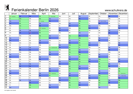 Ferienkalender 2026 Berlin Pdf Kalender 2026 berlin: Ferien, Feiertage, pdf-vorlagen