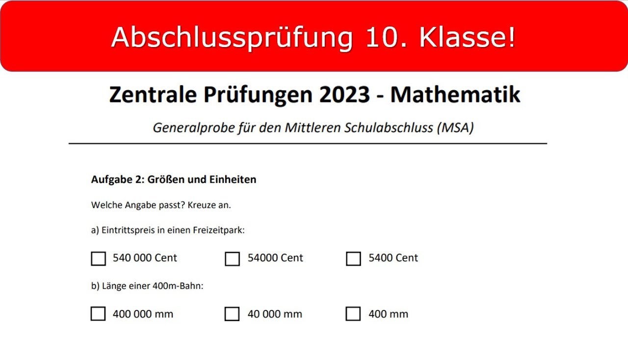  Zentrale Abschlussprüfung MSA 2023 