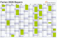 Ferientermine Bayern 2026 Kalender 2026 + Ferien bayern, Feiertage