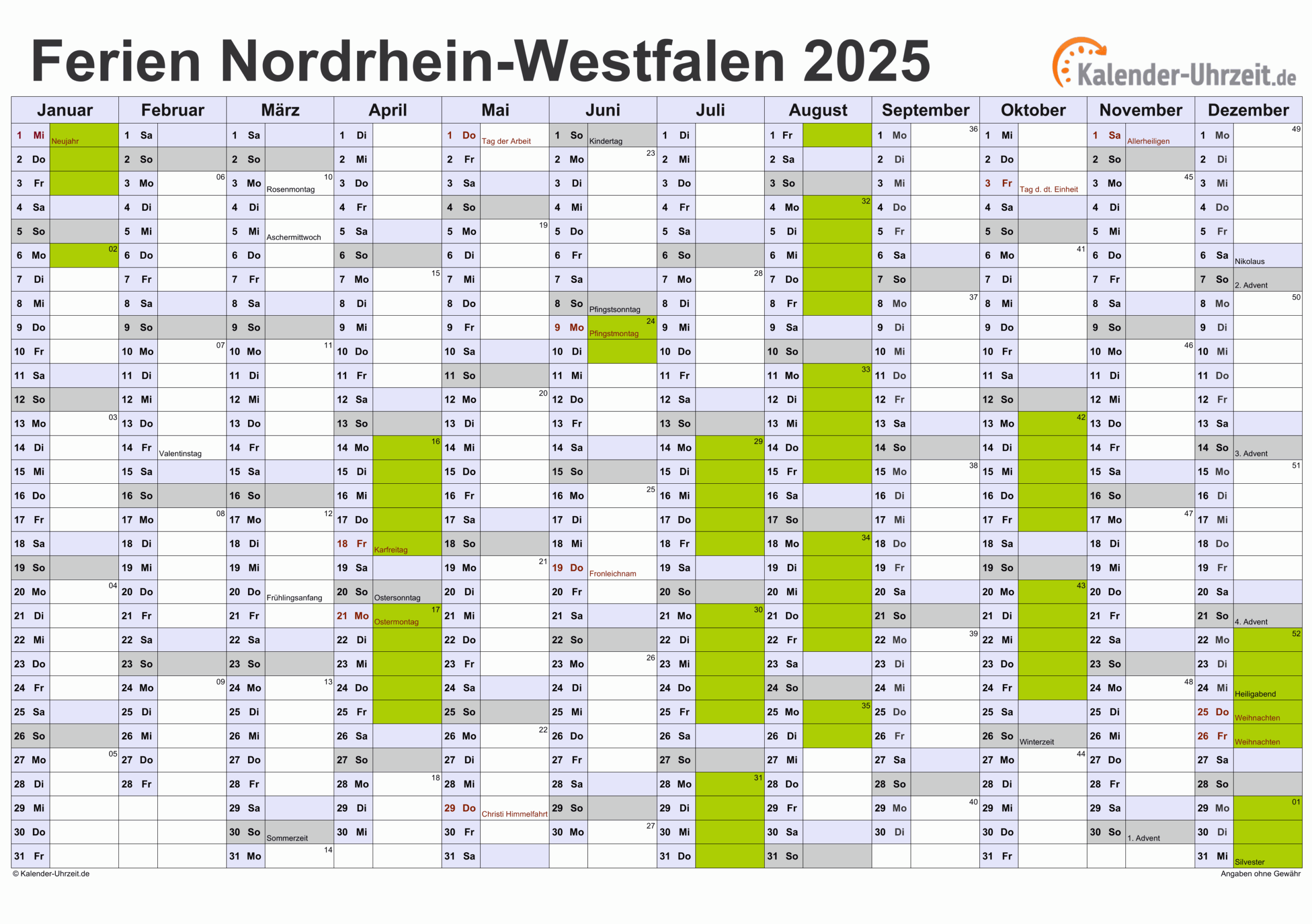 Osterferien Nordrhein Westfalen 2026 Gesetzliche Feiertage In Nordrhein-westfalen 2026