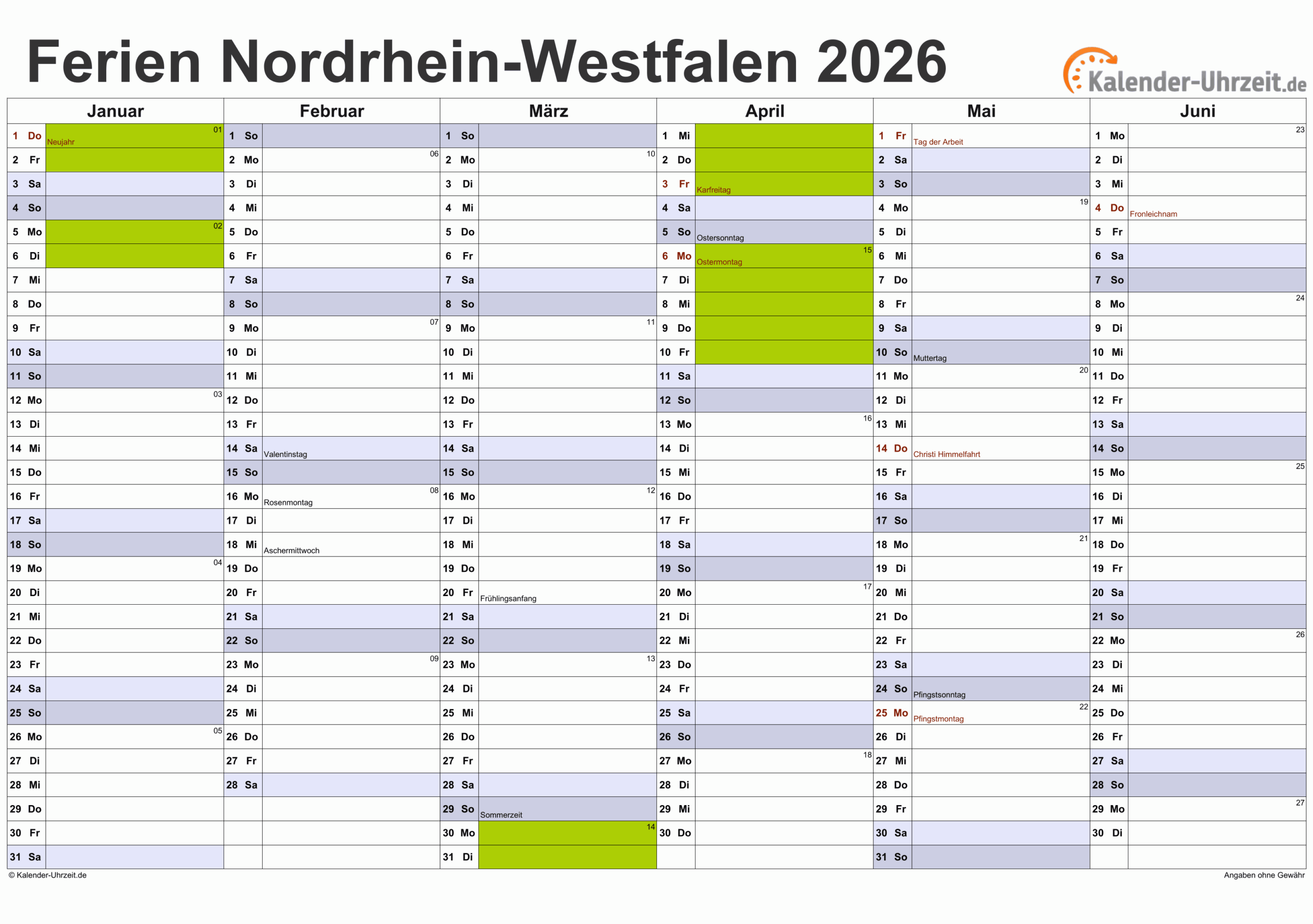 Ferienfreie Zeit 2026 Ferien 2026 In Deutschland (alle Bundesländer)