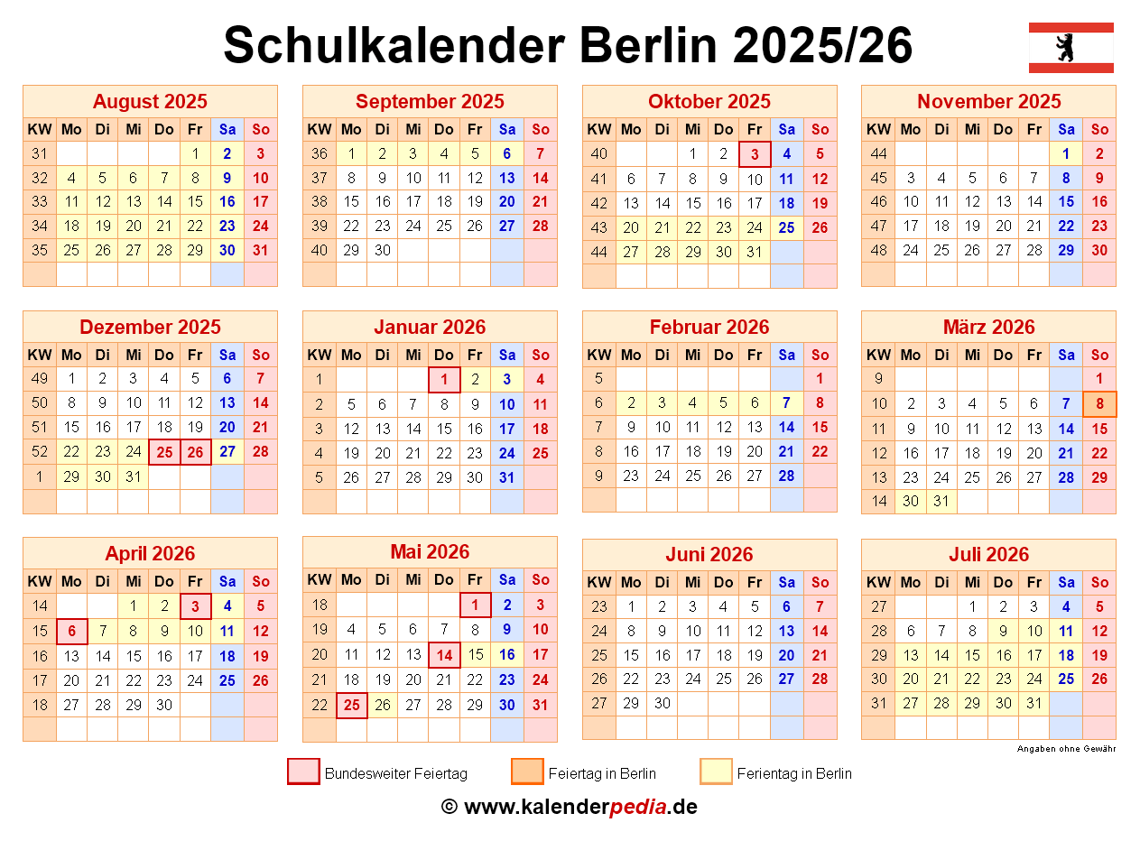  Schulkalender 2025/2026 Berlin für PDF Illustration 