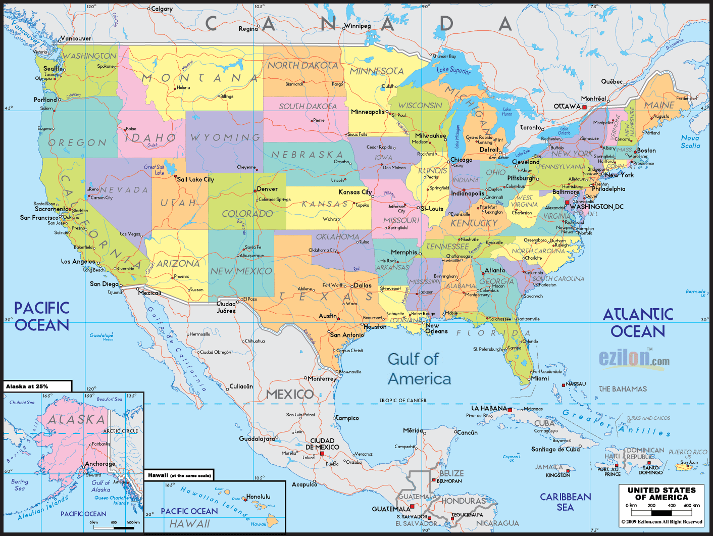  Political Map of United States of America - Ezilon Maps Motiv 