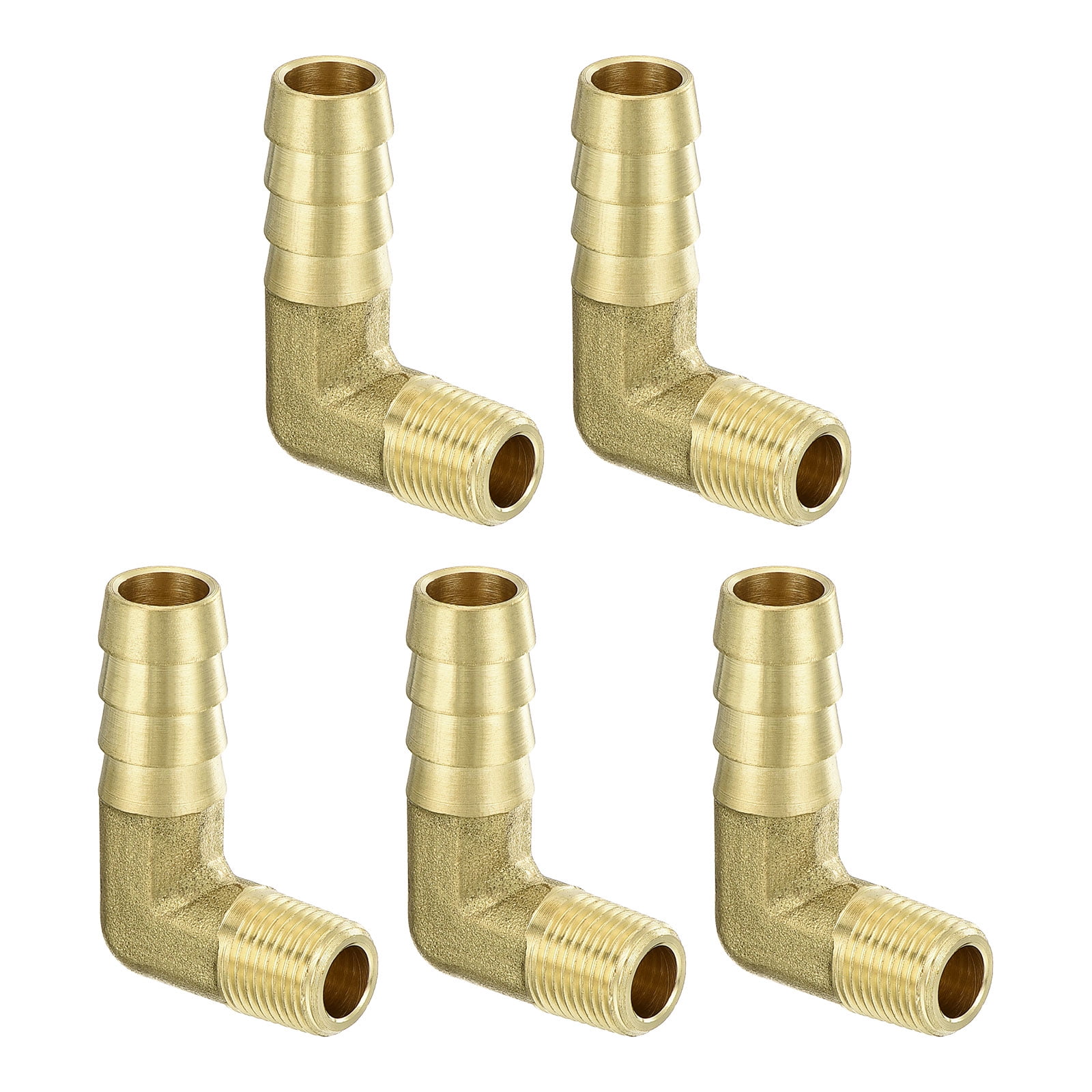  Foto zu Brass Hose Barbed Elbow Fitting, 5 Pack 3/8" Barbx1/8" NPT Male 90 