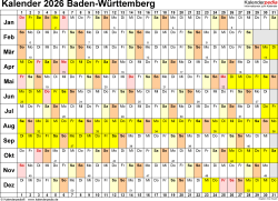  Kalender 2026 Baden-Württemberg: Ferien, Feiertage, PDF-Vorlagen Illustration 