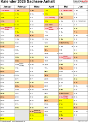  Kalender 2026 Sachsen-Anhalt: Ferien, Feiertage, Word-Vorlagen Bildidee 