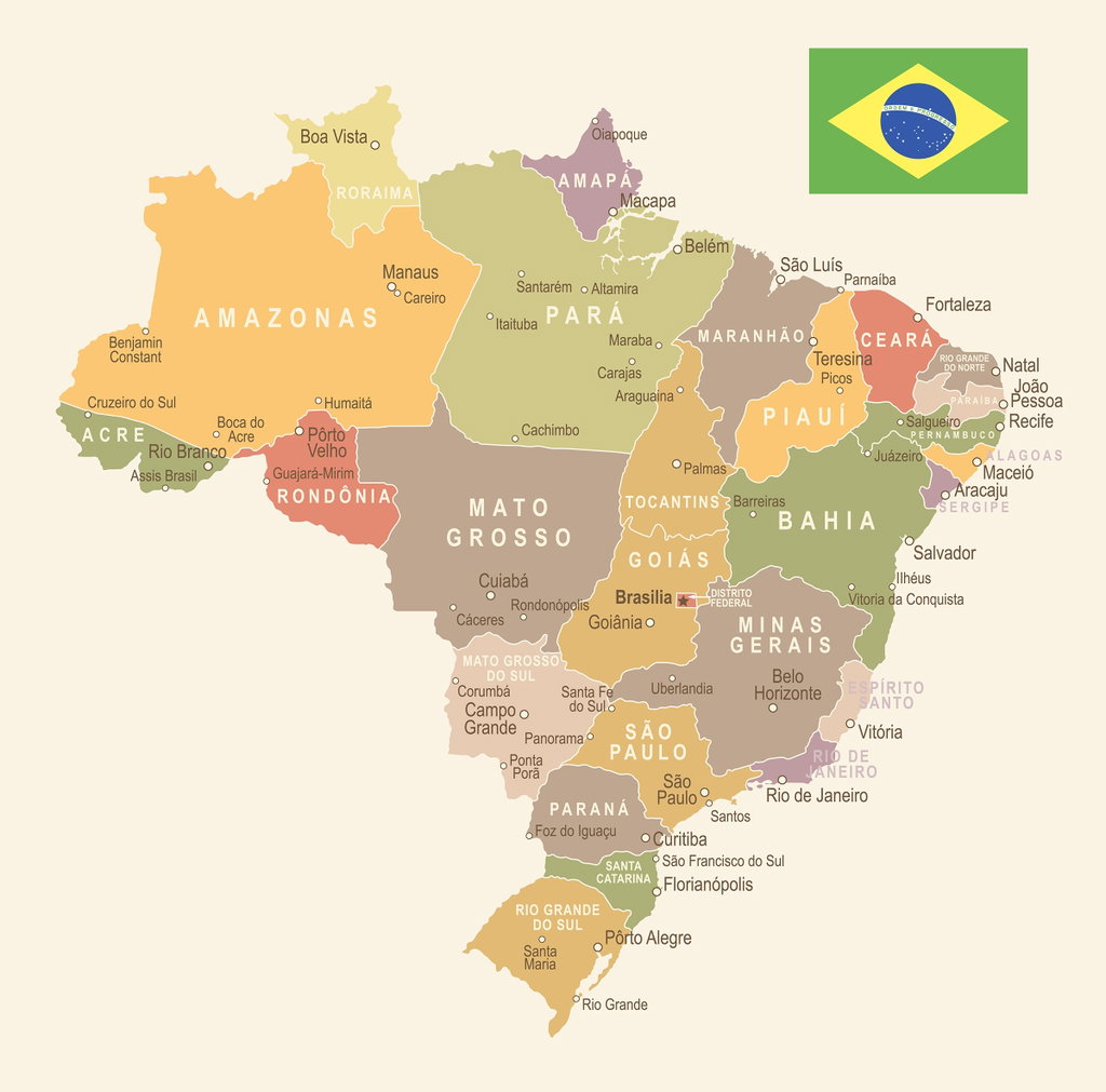  Mapa do Brasil: estados, capitais, cidades e regiões - Significados Illustration 