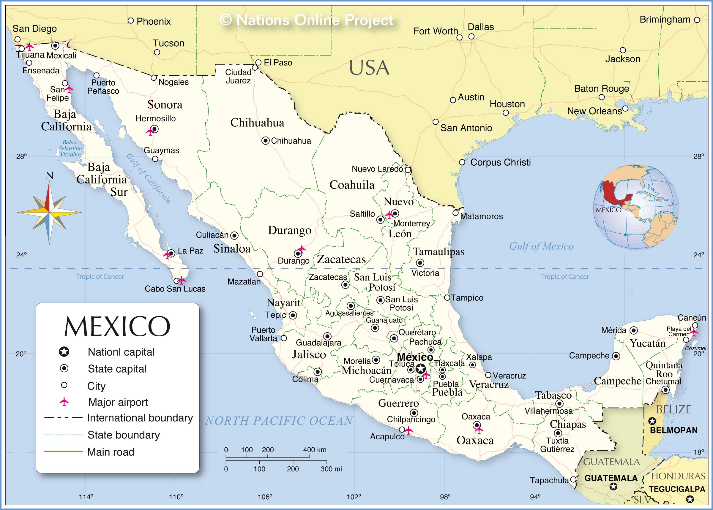 Administrative Map of Mexico - Nations Online Project Motiv 