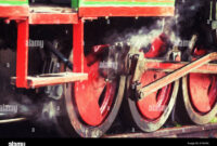 Number 6 Stencil Printable Wheels Of The Old Steam Locomotive. Illustration With Colored Pencils