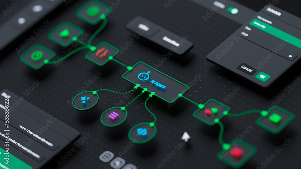  Foto zu AI workflow automation artificial intelligence software interface nodes 