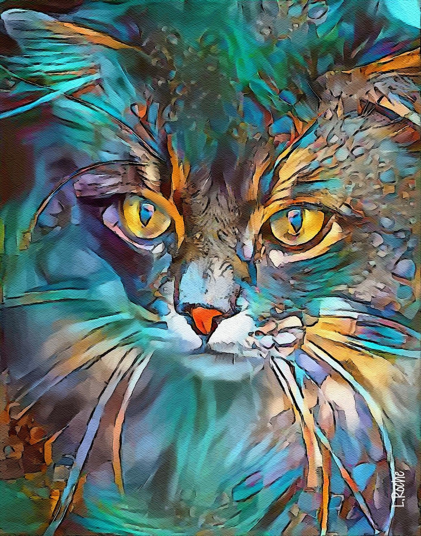  Cat painting, Cat art 