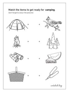  Match camping items – Worksheet Shop 