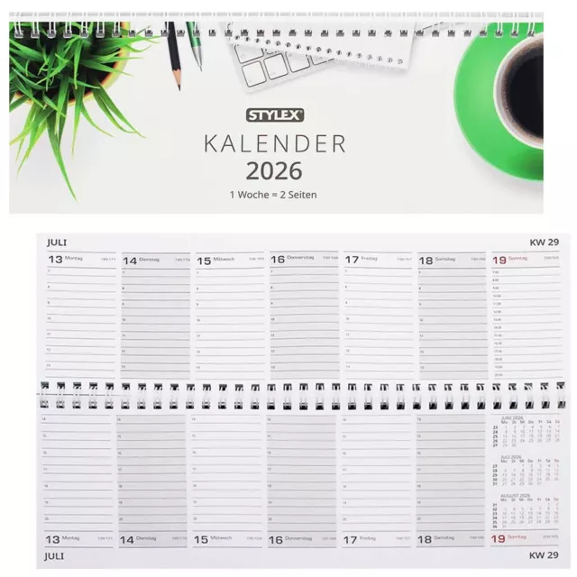  STYLEX SCHREIBTISCHKALENDER 2026 Tischkalender Querkalender 