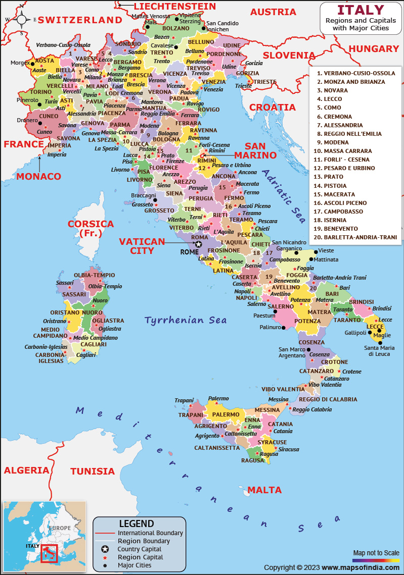  Italy Map With Cities Names And Regions 