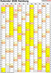  Kalender 2026 Hamburg: Ferien, Feiertage, Excel-Vorlagen Bildidee 