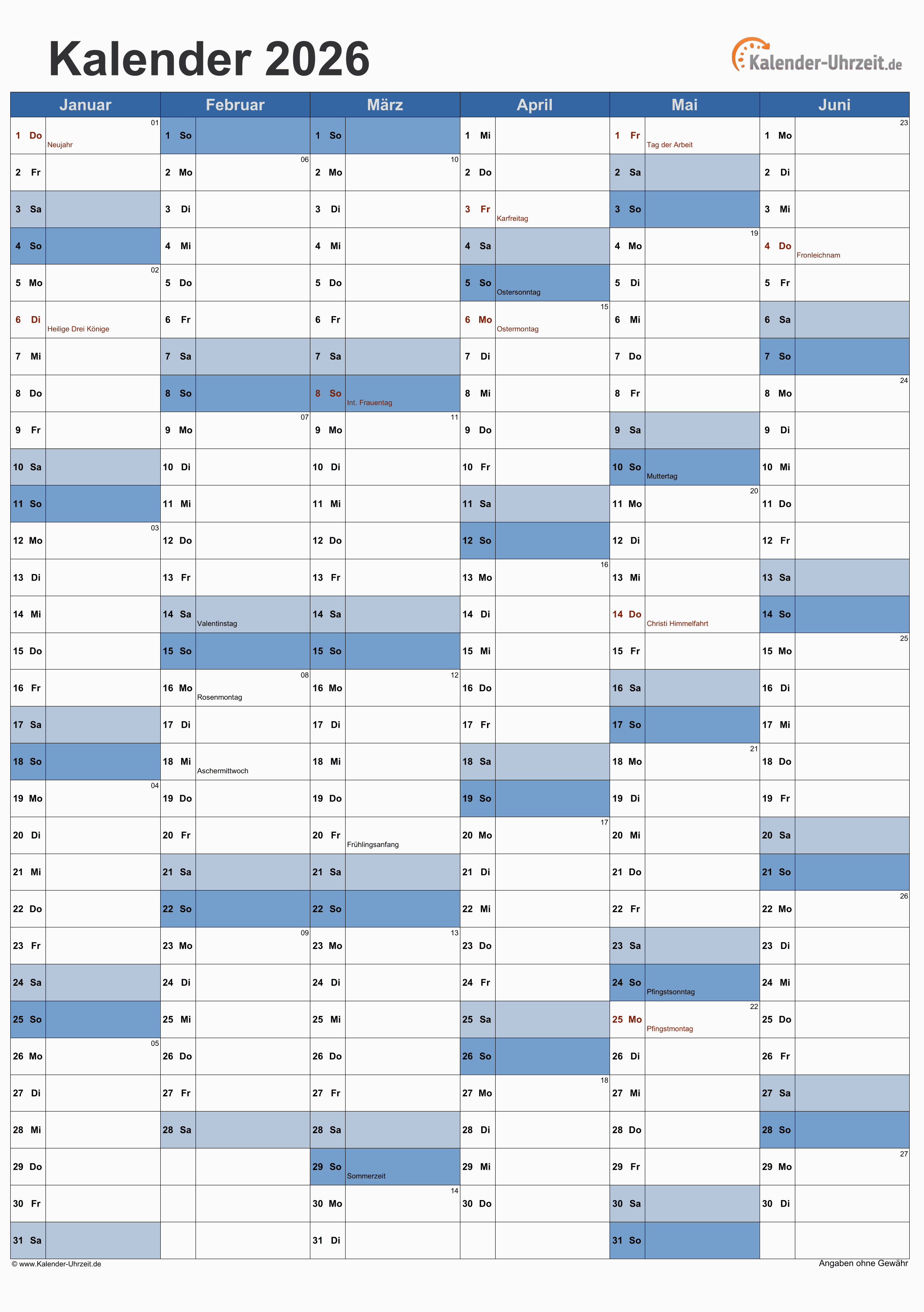  Foto zu EXCEL-KALENDER 2026 - KOSTENLOS 