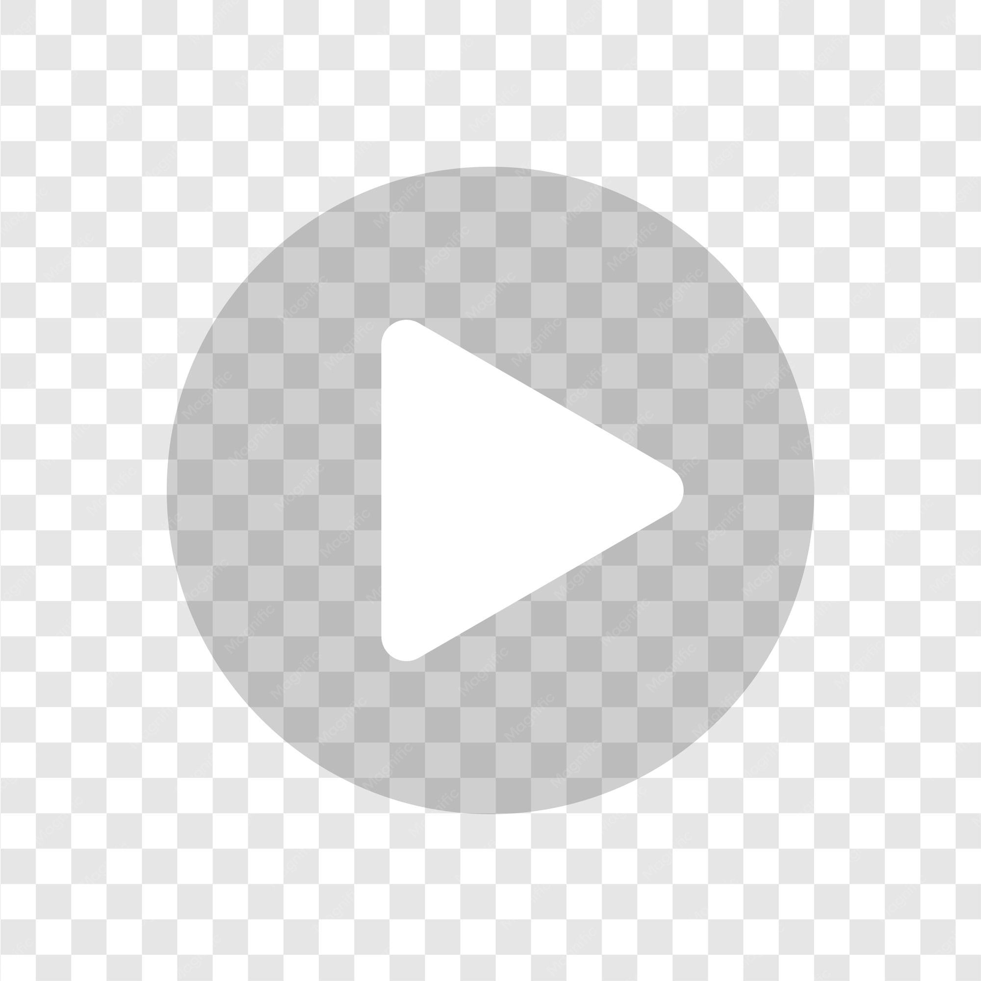  Play button icon symbol on a transparent background video audio player 
