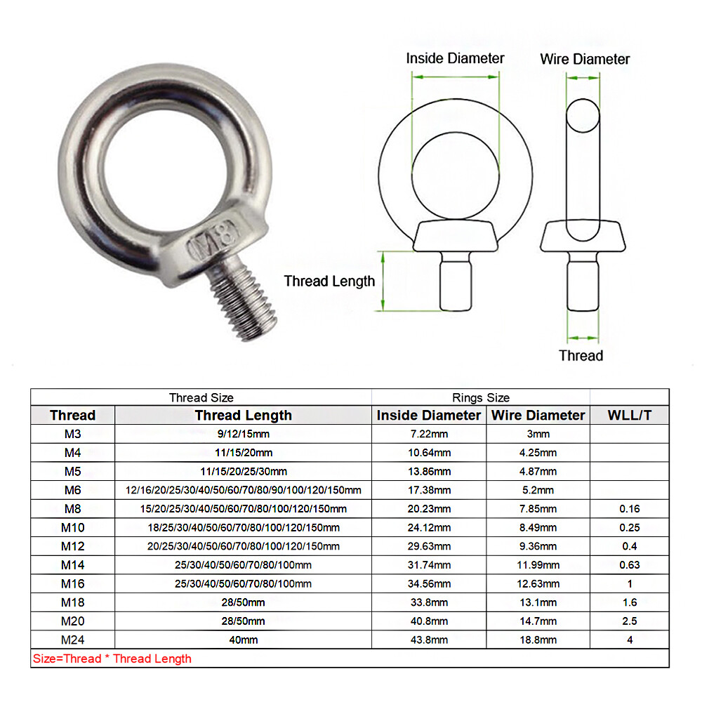  Foto zu 304 Stainless Steel Lifting Eye Bolts M3-M24 Heavy Duty Marine Eyebolt 
