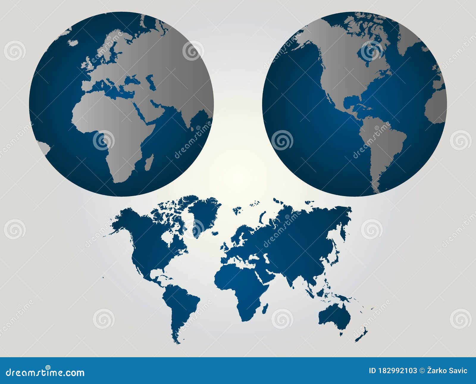  World Map and Globes Vector Illustration Stock Vector - Illustration of Bildidee 