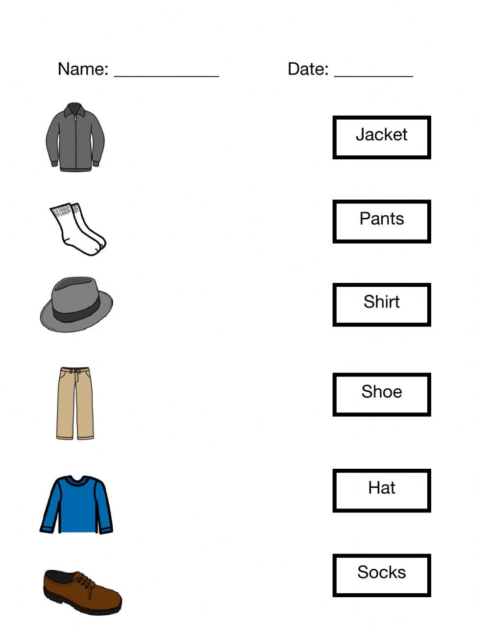  Matching Clothes worksheet 