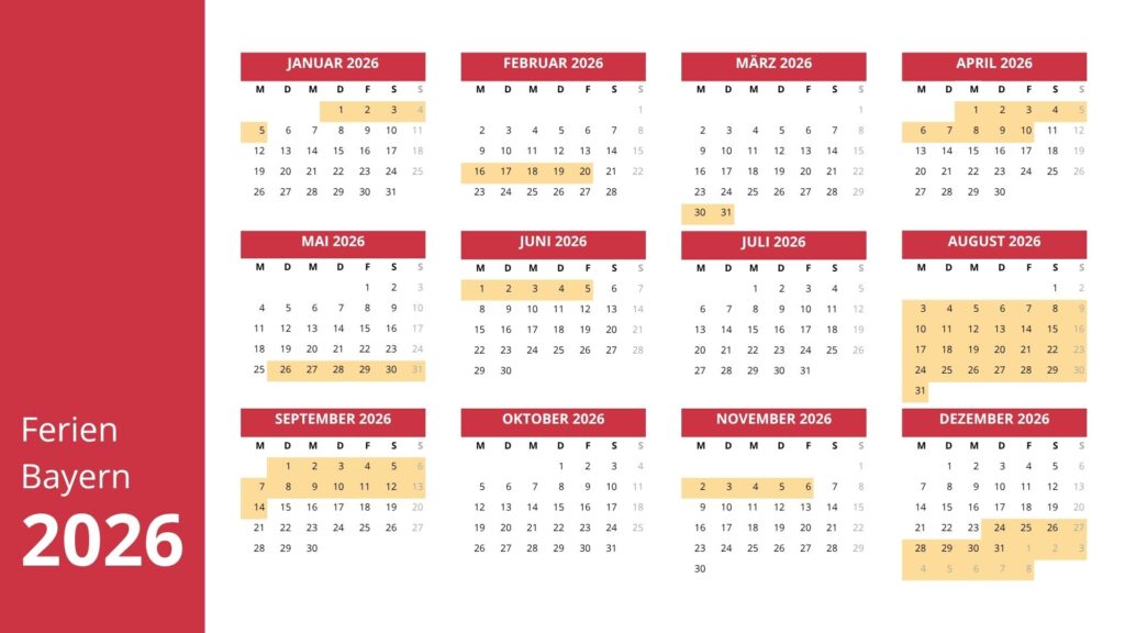  Ferien Bayern 2026 – Schulferien und Feiertage im Überblick - Freizeitfun Illustration 