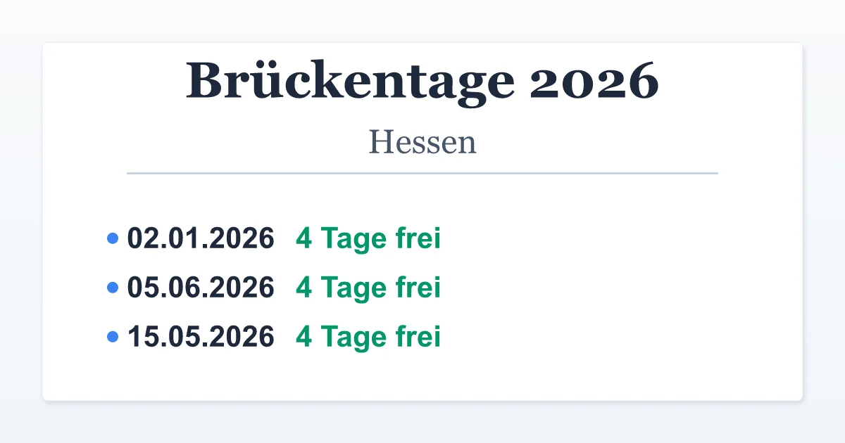  Brückentage Hessen 2026 Bildidee 