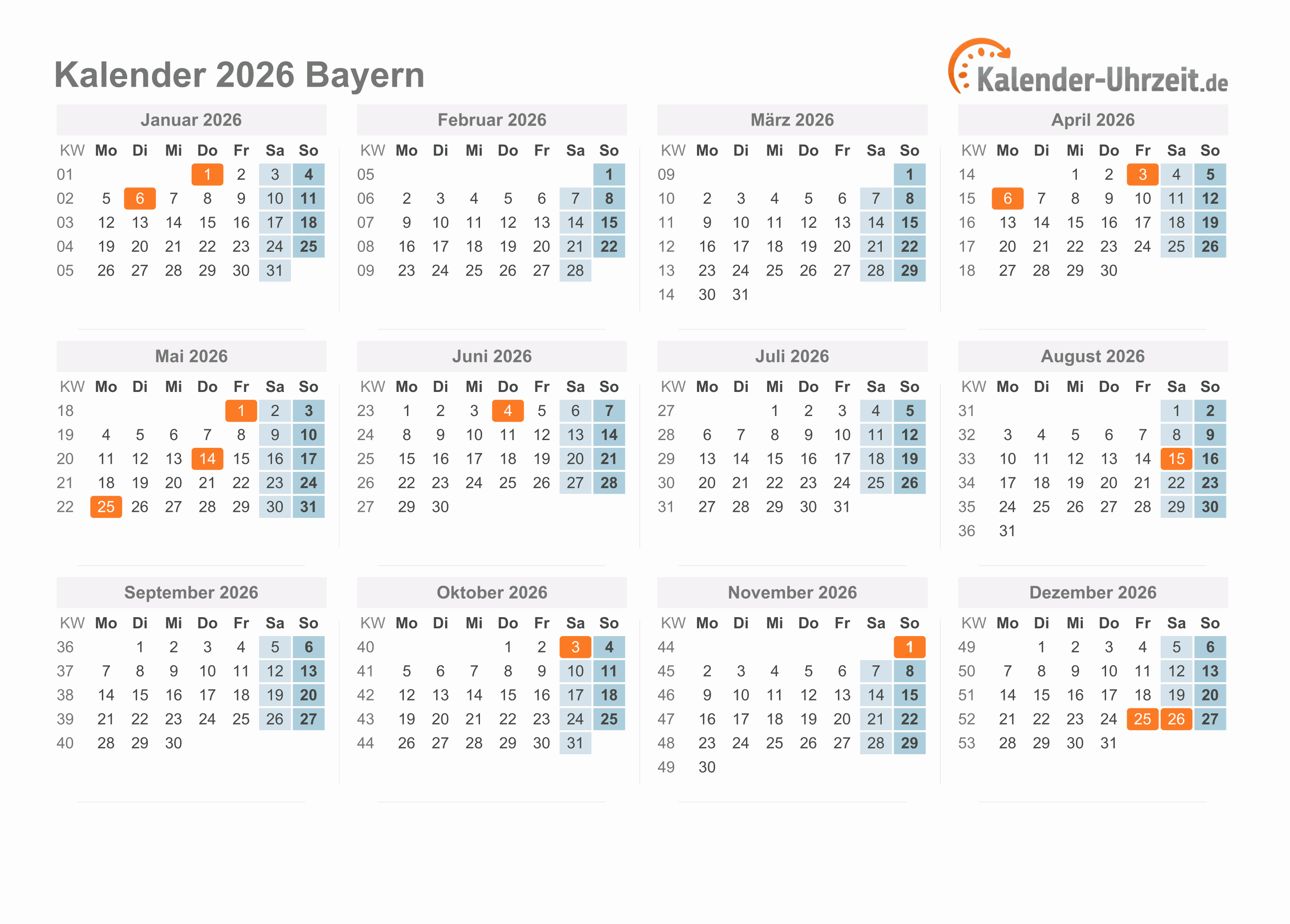  Foto zu Feiertage 2026 Bayern + Kalender 