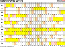  Kalender 2026 Bayern: Ferien, Feiertage, Excel-Vorlagen Illustration 