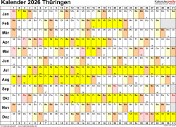 Kalender 2026 Thüringen: Ferien, Feiertage, Excel-Vorlagen Bildidee 