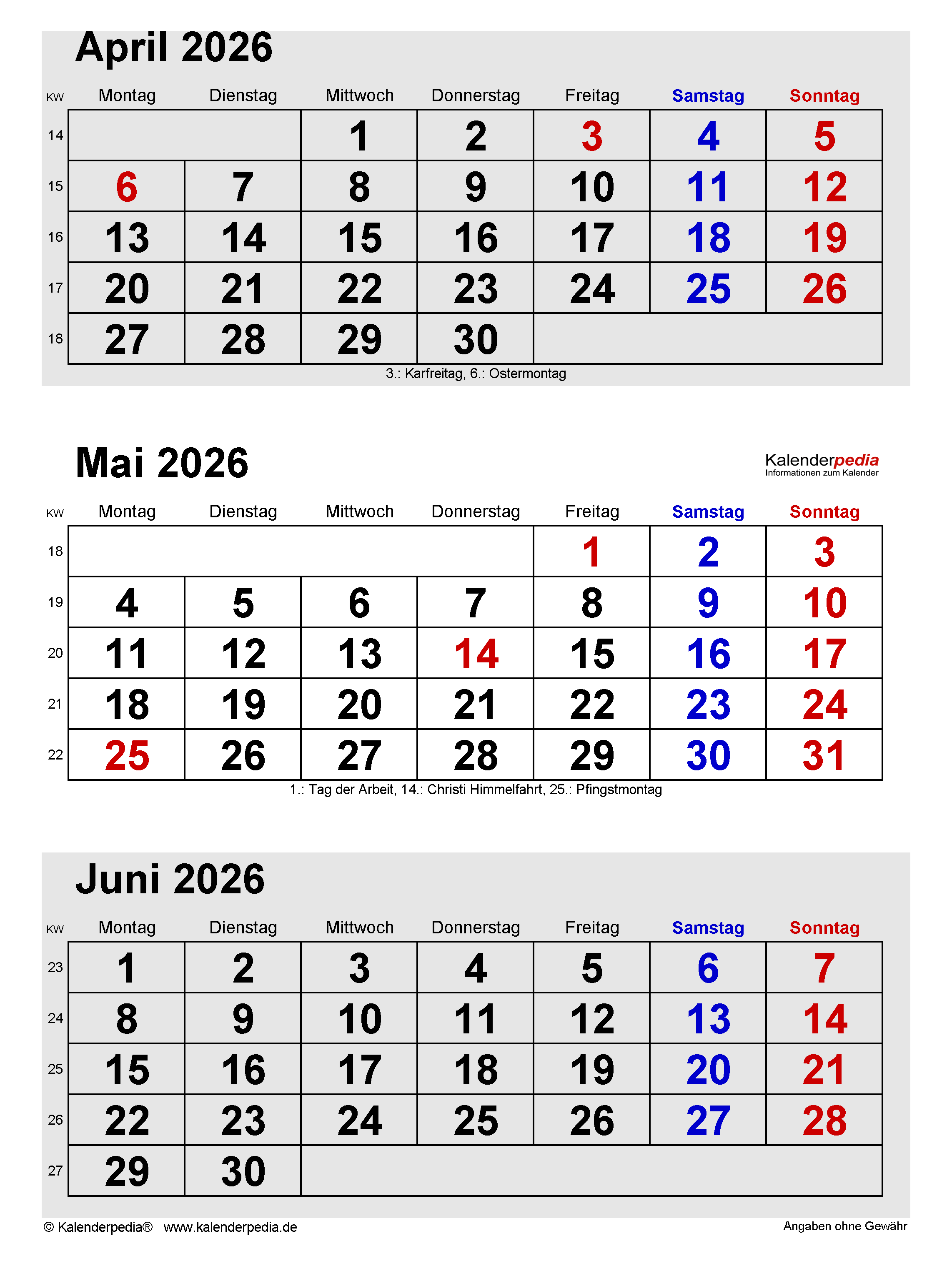  Kalender Mai 2026 als PDF-Vorlagen 