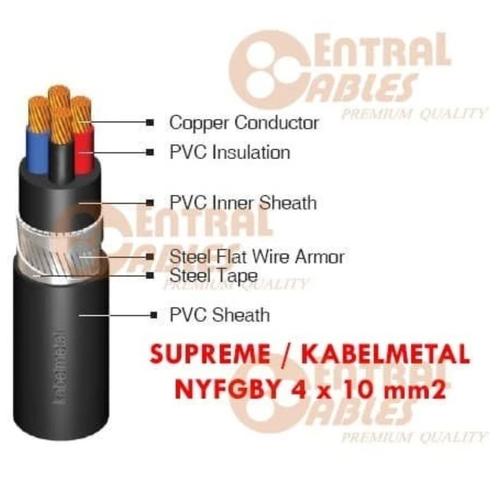  Jual KabelMetal NYFGBY-rm 4x10 Sqmm 1kV Meteran ( NYFGbY 4x10mm Bildidee 