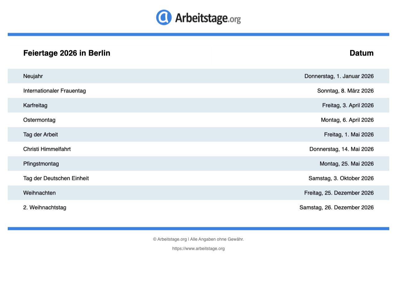  Foto zu Feiertage 2026 in Berlin • Termine & Infos 