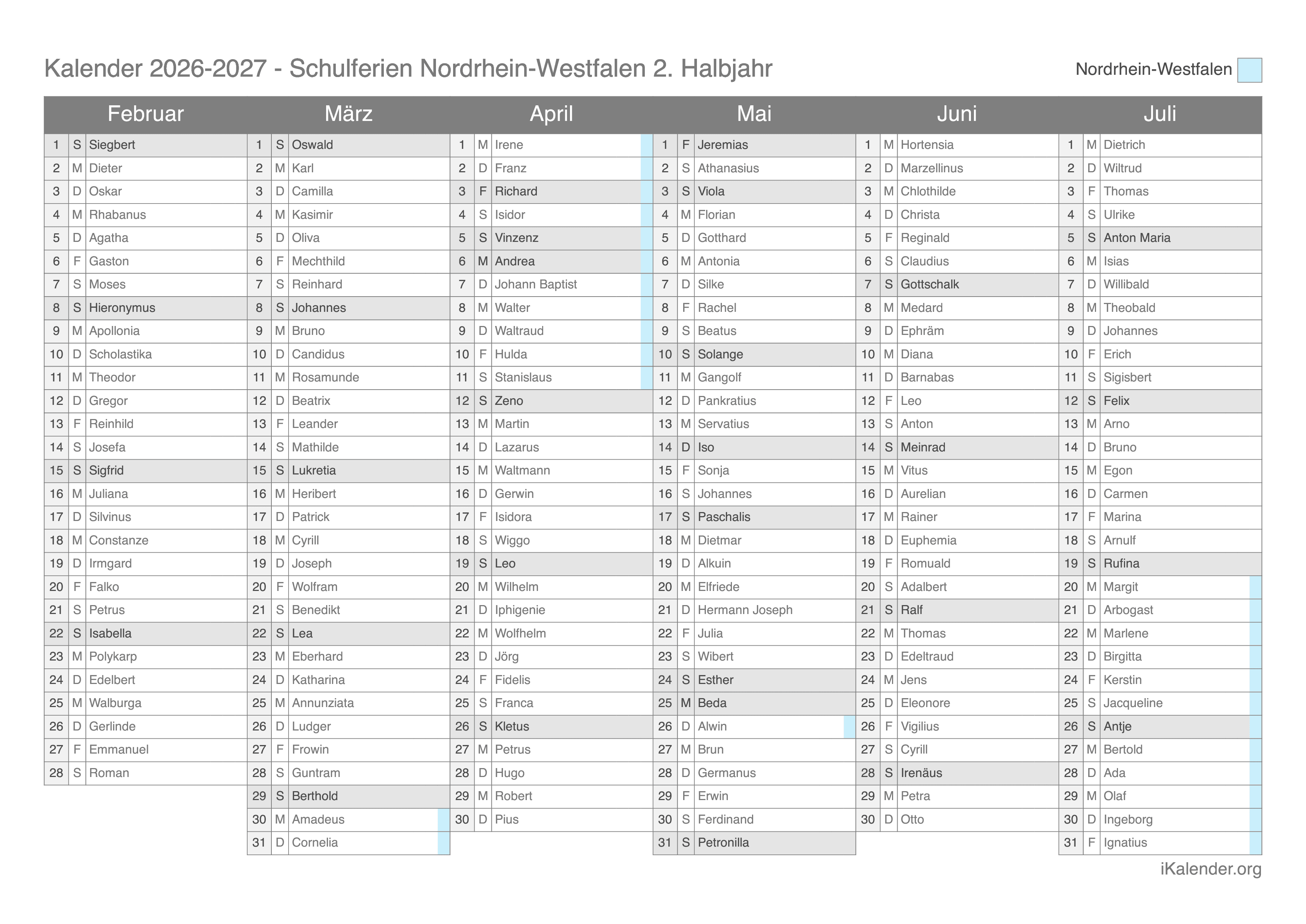  Foto zu Schulferien Nordrhein-Westfalen 2025-2026 – Termine und Kalender 