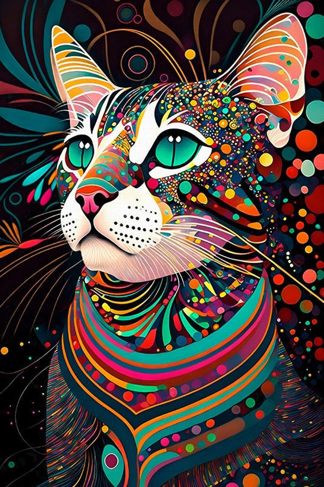  Colorful Cat Art, Abstract Cat Art, Colorful Cats, Psychedelic Cats Motiv 