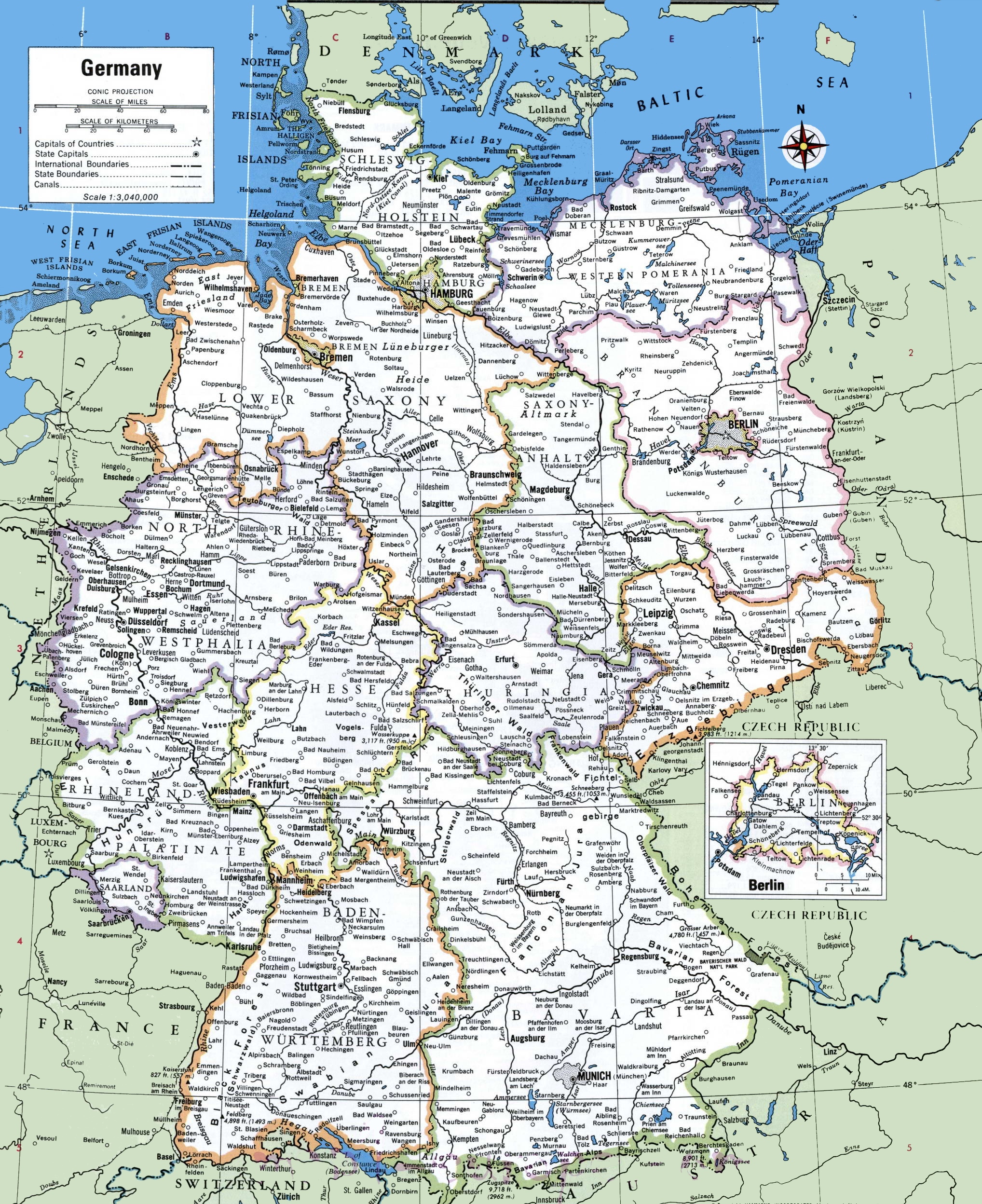  Map of Germany with cities and towns Motiv 
