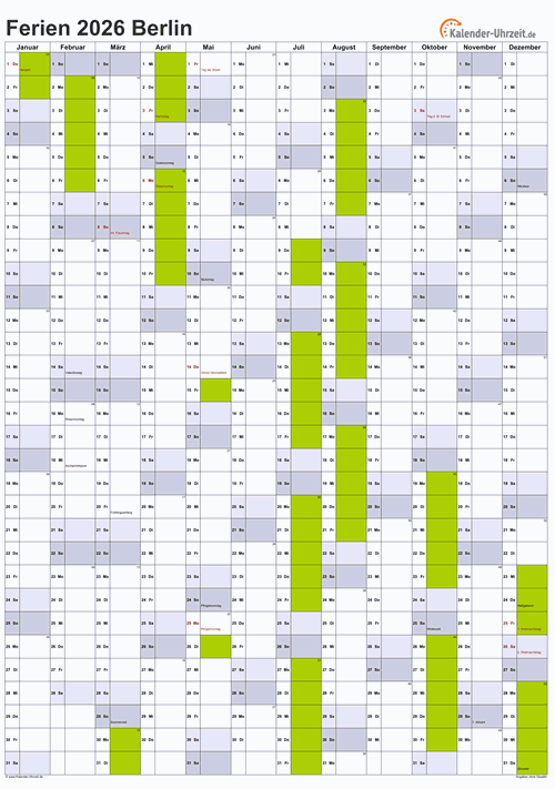  Ferien Berlin 2026 - Ferienkalender zum Ausdrucken 