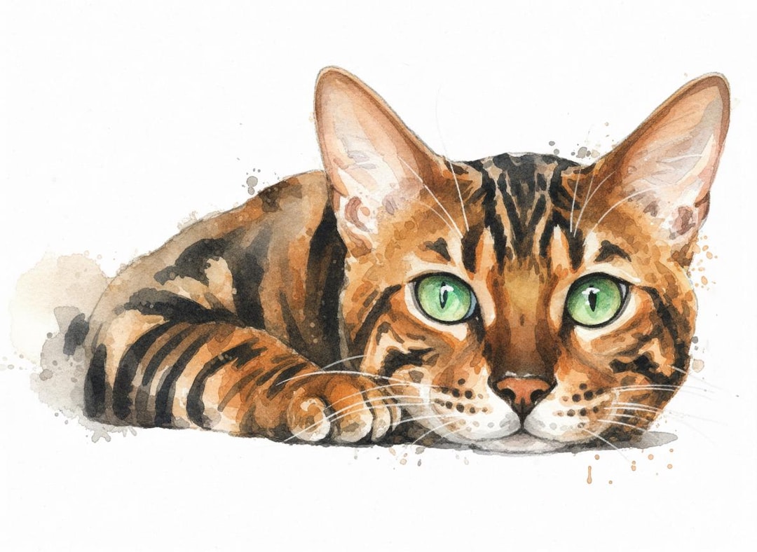  Custom Cat Portrait, Hand Painted Watercolor Portrait, Custom Cat Motiv 