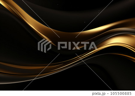 Alphabet A For Kids Abstract 3d Black And Gold Liquid Wave Backgroundのイラスト素材 [105500885