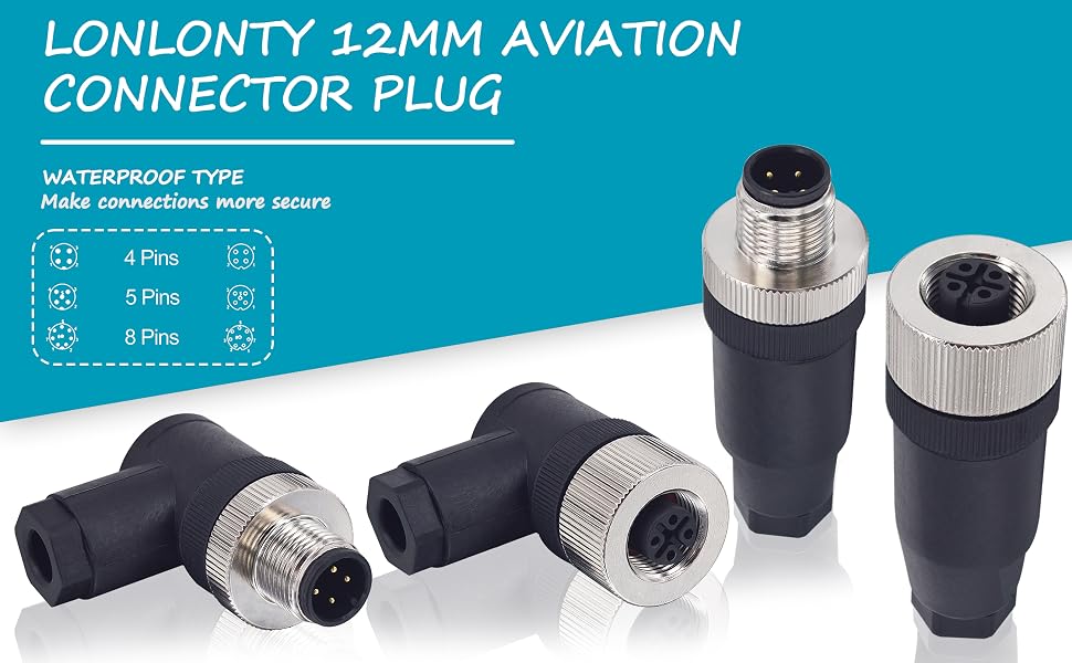 Amazon.com: Lonlonty M12 5 Pin Male & Female Socket Panel Aviation Wire