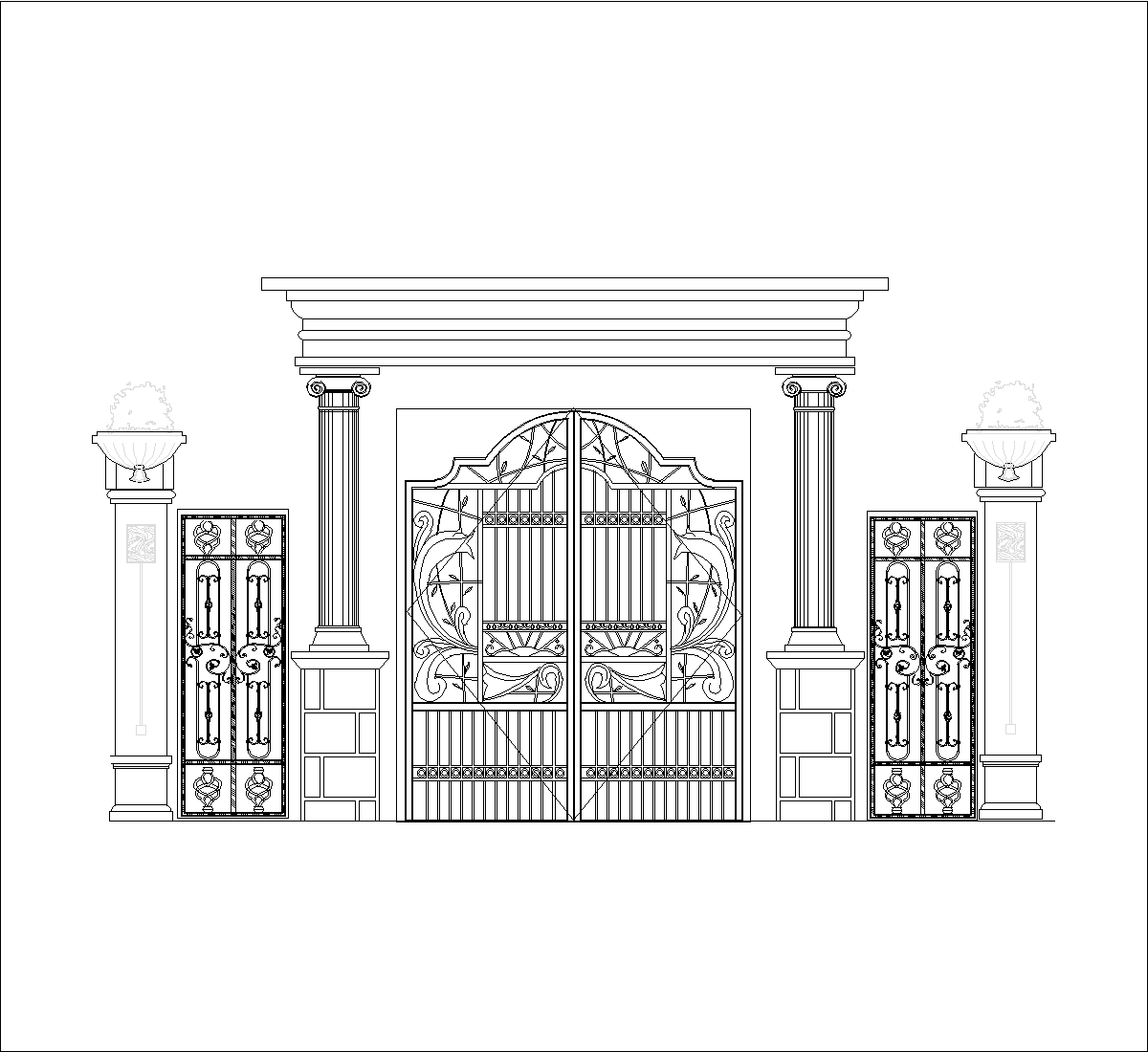 South Africa News Today Latest – Huge gate with three entrances dwg cad block free download