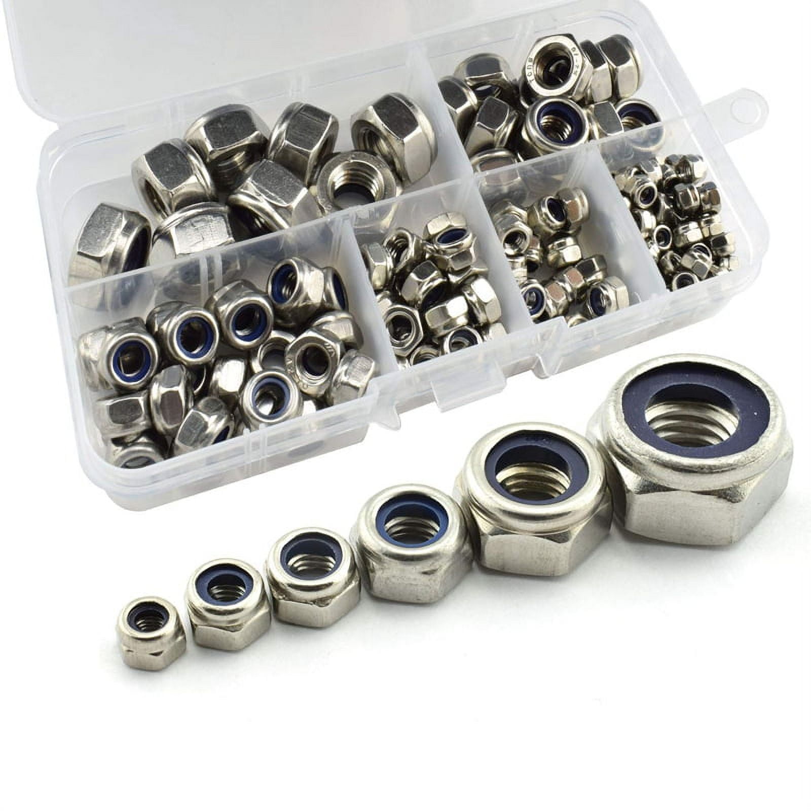  150Pcs 304 Stainless Steel Lock Nut Assortment Kit For Hardware Bildidee 