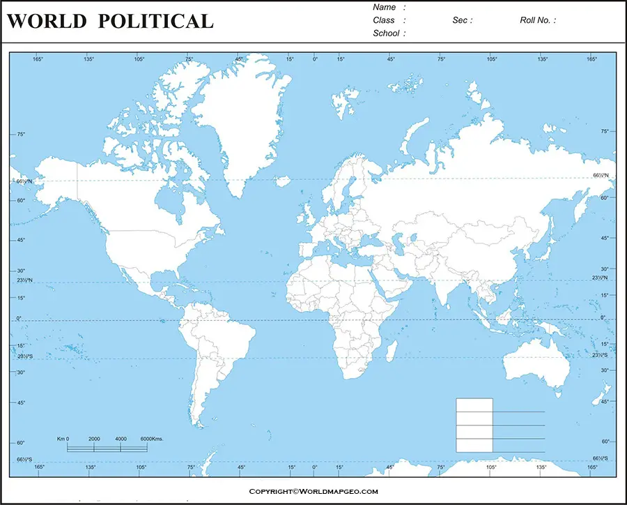 Easy Garden Homeschool Printable Guide In USA Political World Map Outline, Printable Pdf In Black & White