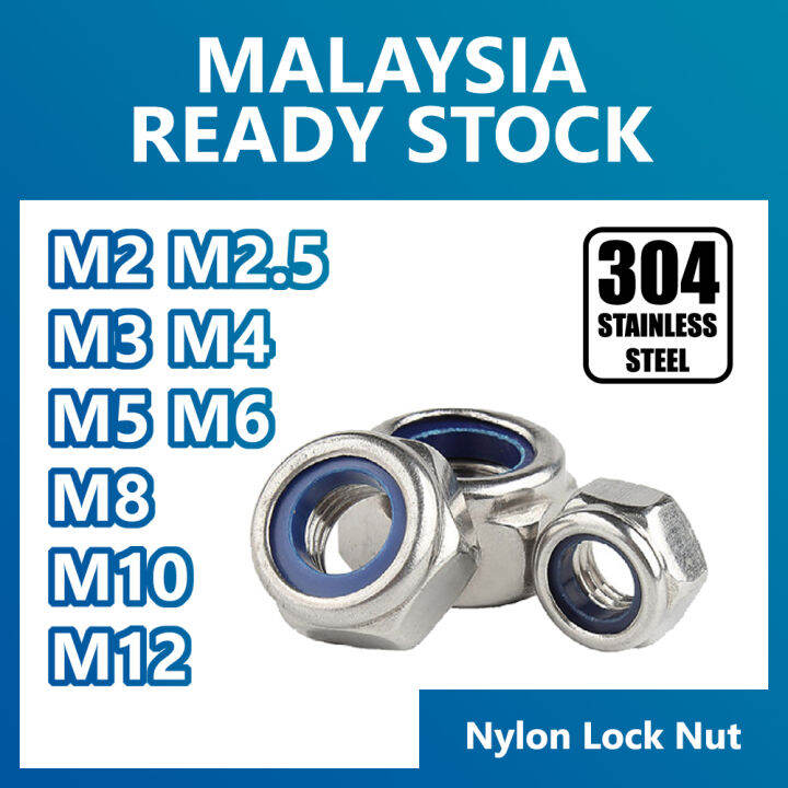 M3 304 Stainless Nylon Lock Nut Weight 100 X M3 Stainless Steel 304 A2 Hex Nyloc Nut 3mm Nylon Insert Lock