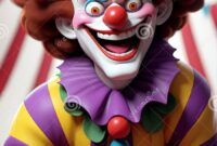 M3 Black Oxide Split Washer Technical Drawing Colorful Clown With Red Nose In Circus Tent Surrounded By Balls Stock