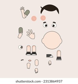 Cute Boy Body Proportion Vector Art Stock Vector (Royalty Free