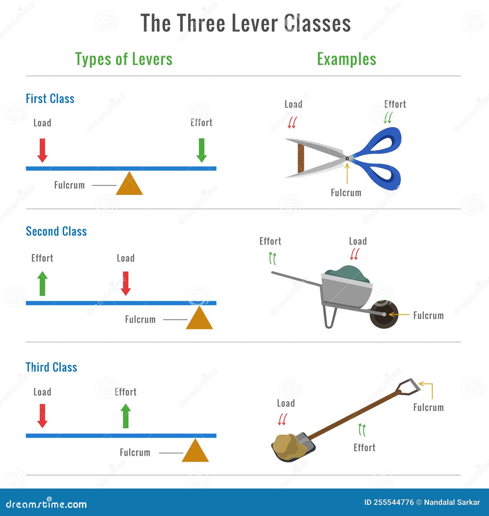  Foto zu Different Types of Levers with Examples Vector Illustration Stock 