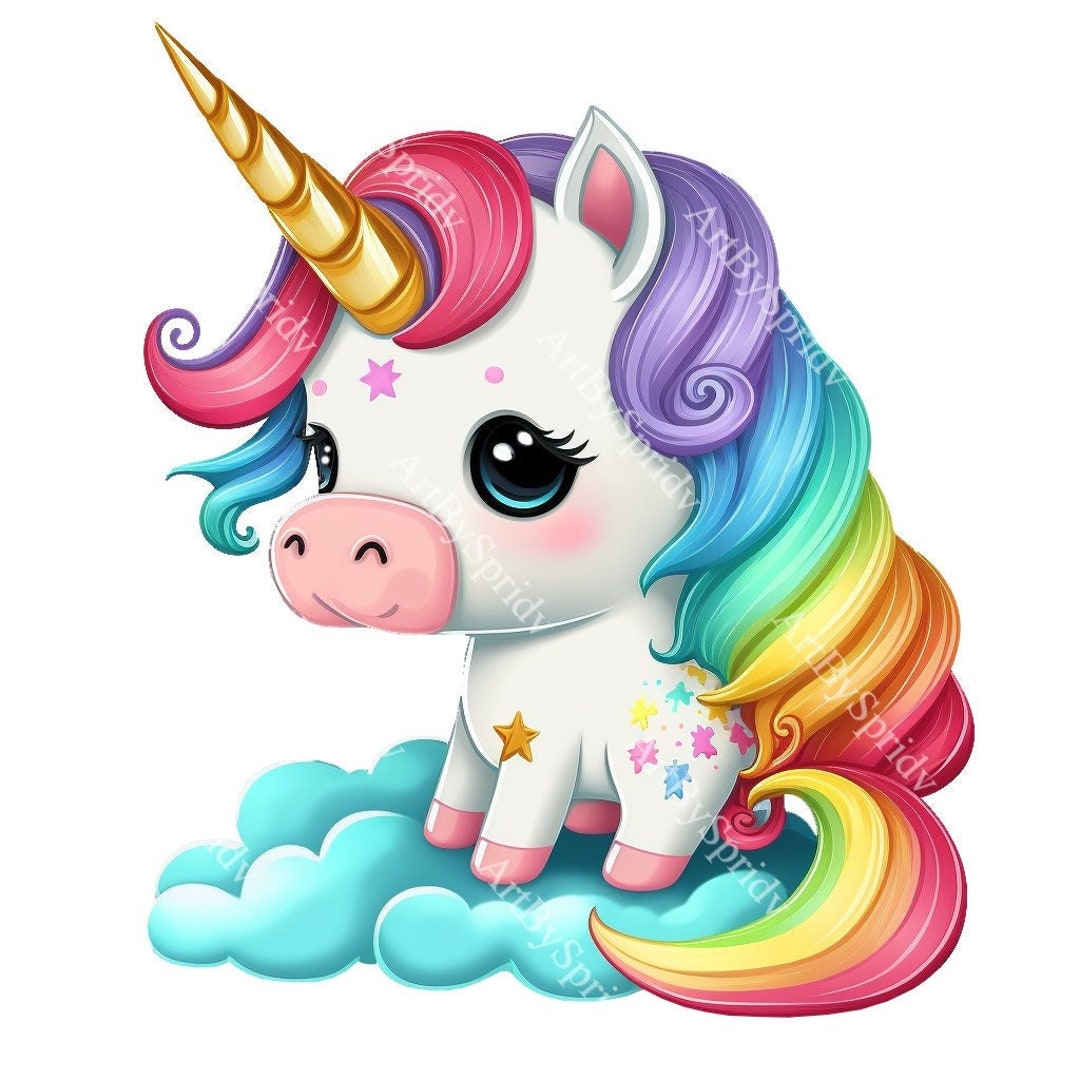  Cute Rainbow Unicorn PNG, Transparent Animal Clipart, Kids Cartoon 