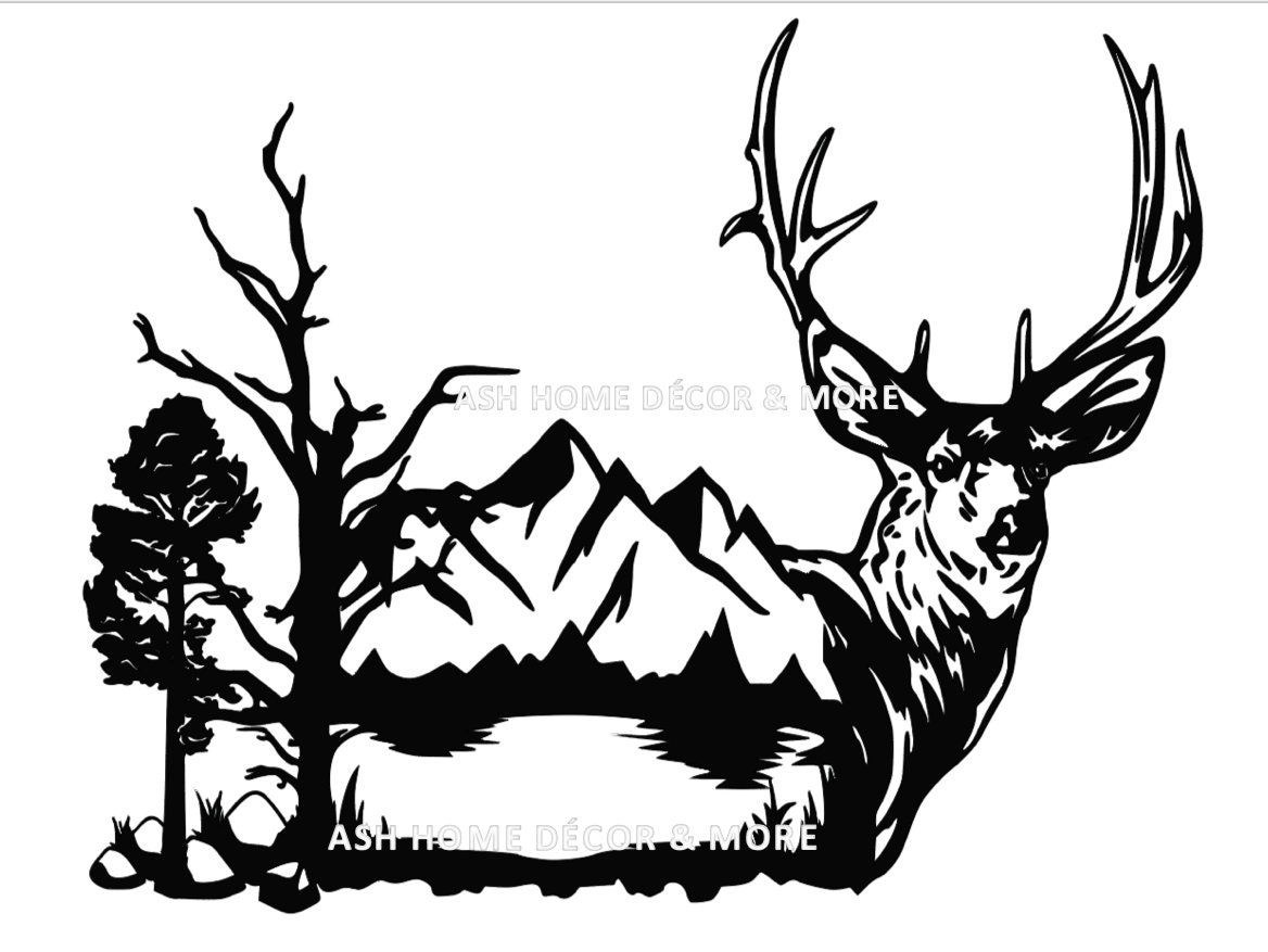 Free Printable Bug Game Black And White Illustration Of A White-tailed Deer buck's Head.
