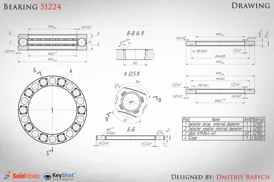 1/4 Inch Aluminum Plain Bearing Cad Drawing How To Draw Bearing In Autocad