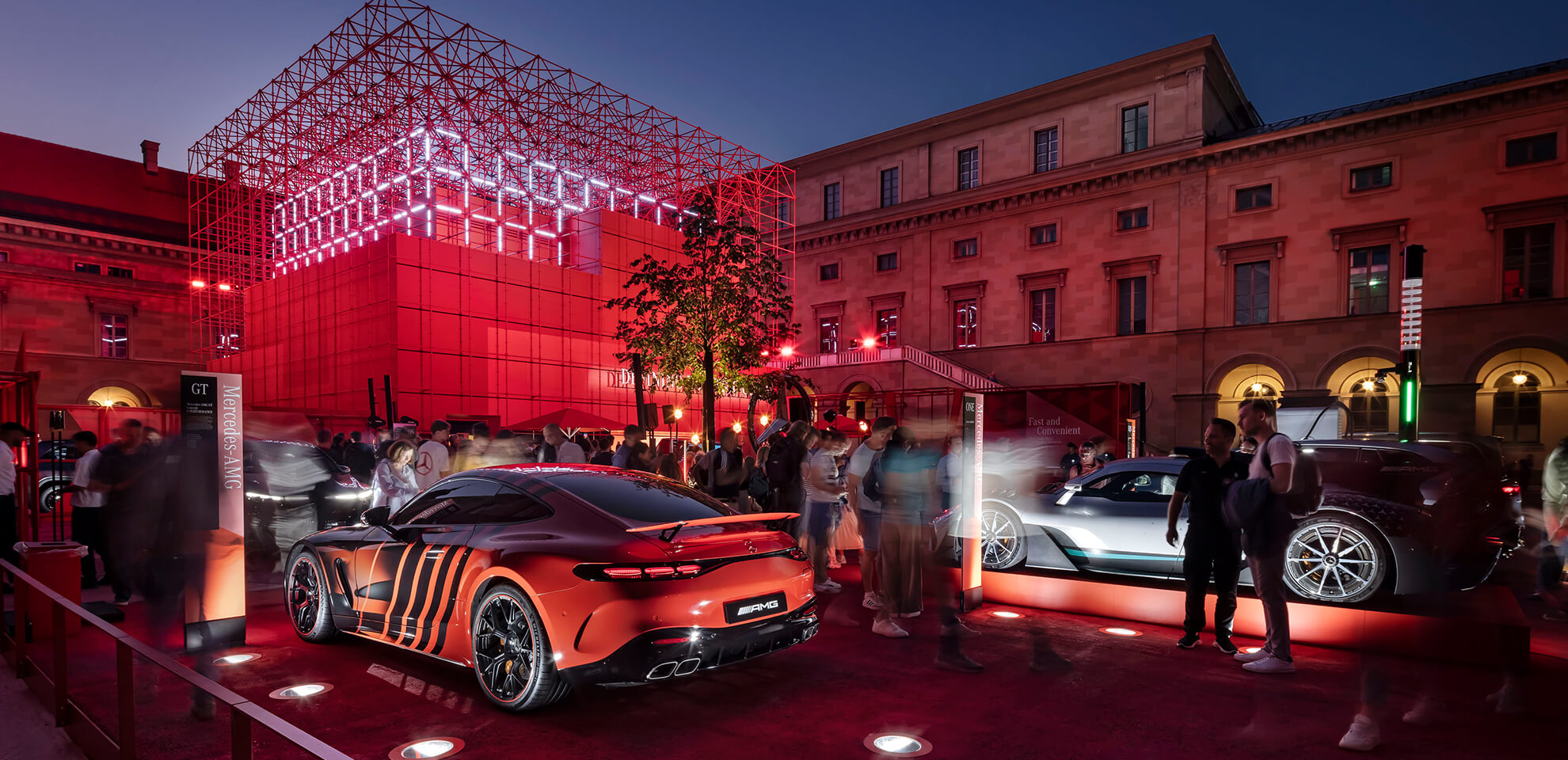 Outdoor exhibition stand of Mercedes-Benz at the IAA mobility 2023 in